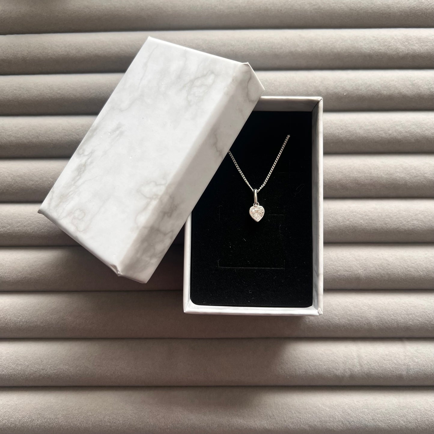 Sterling Silver Necklace - Diamond Heart