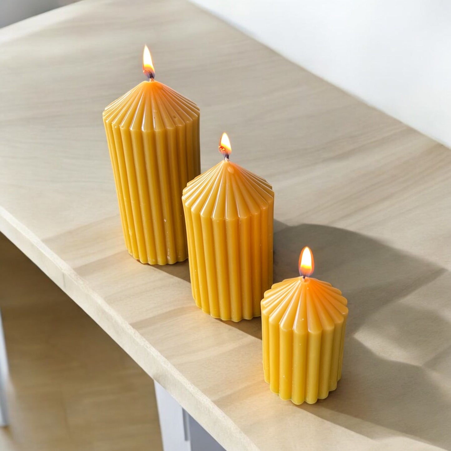 Yellow Beeswax Pillar Set