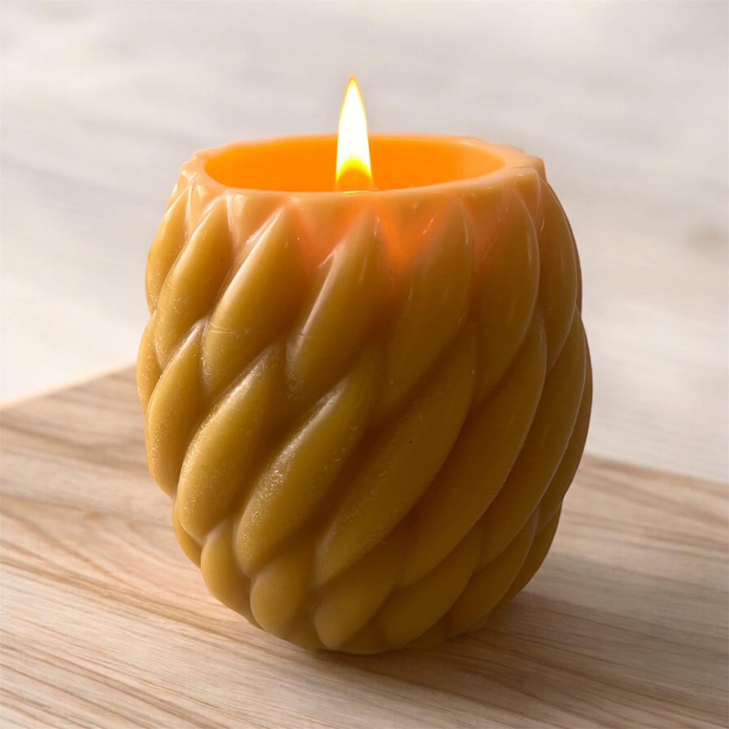 Yellow Beeswax Knotted Pillar Candle