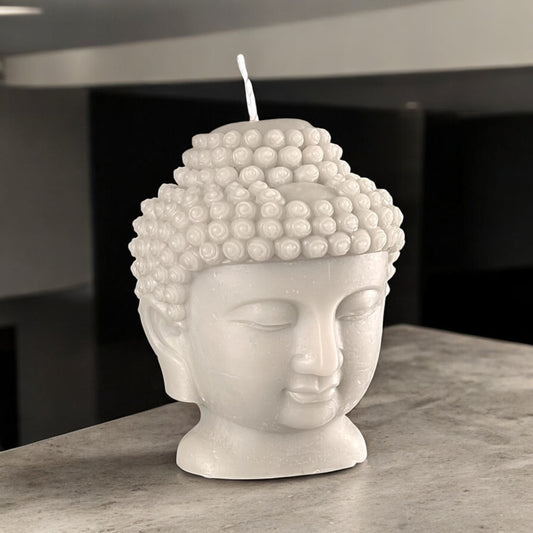 Beeswax Buddha Head Pillar Candle