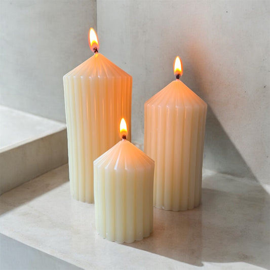 White Beeswax Pillar Set