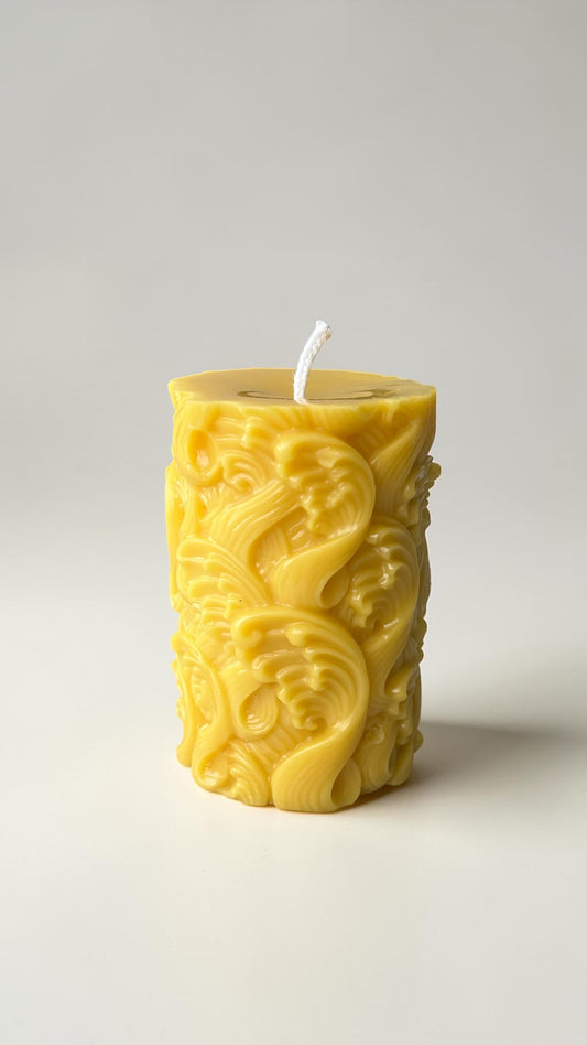 Yellow Beeswax Large Shell Pillar Candle