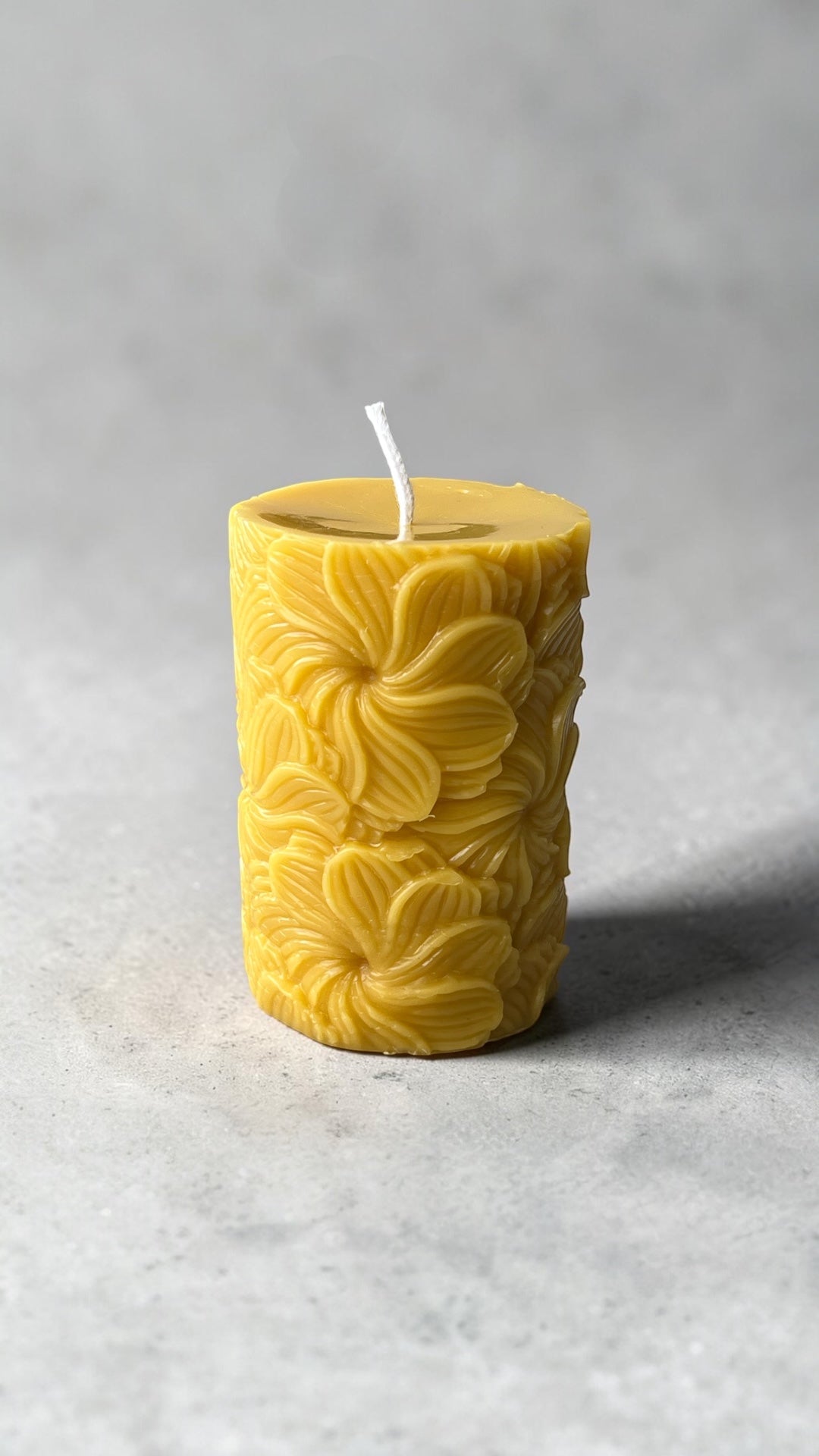 Yellow Beeswax Large Swirl Pillar Candle