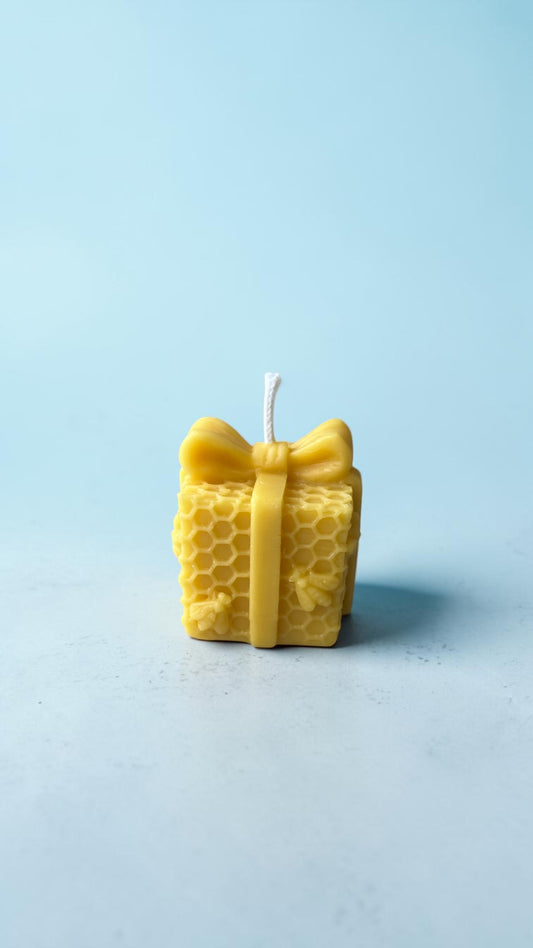 Yellow Beeswax Present Pillar Candle