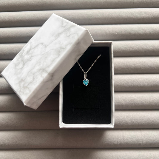 Sterling Silver Necklace - Blue Heart