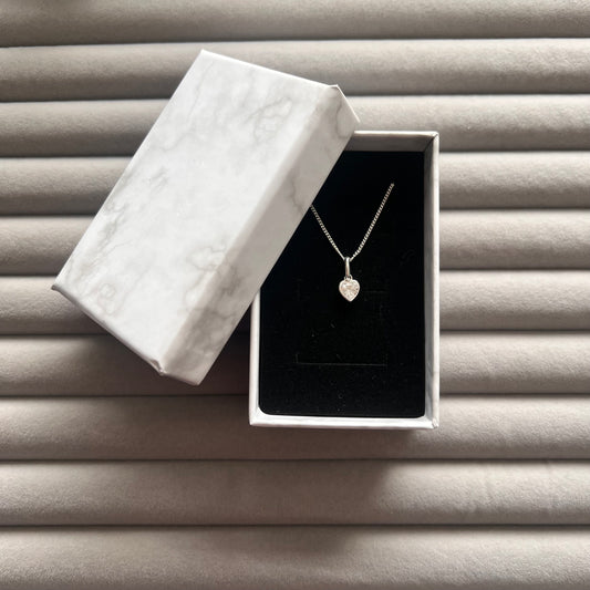 Sterling Silver Necklace - Diamond Heart