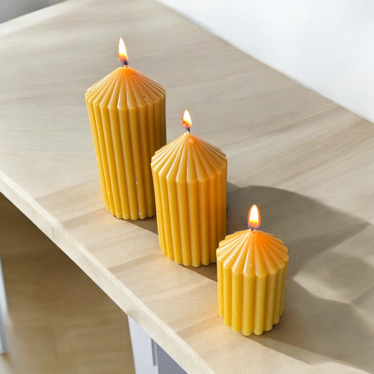 Yellow Beeswax Pillar Set