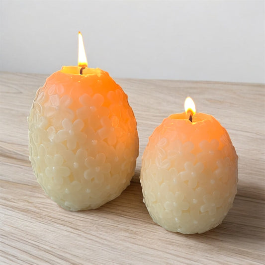 White Beeswax Easter Egg Pillar Candle Set