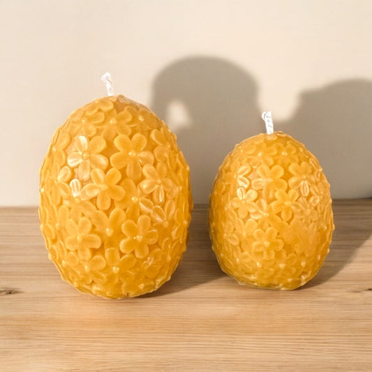Yellow Beeswax Easter Egg Pillar Candle Set